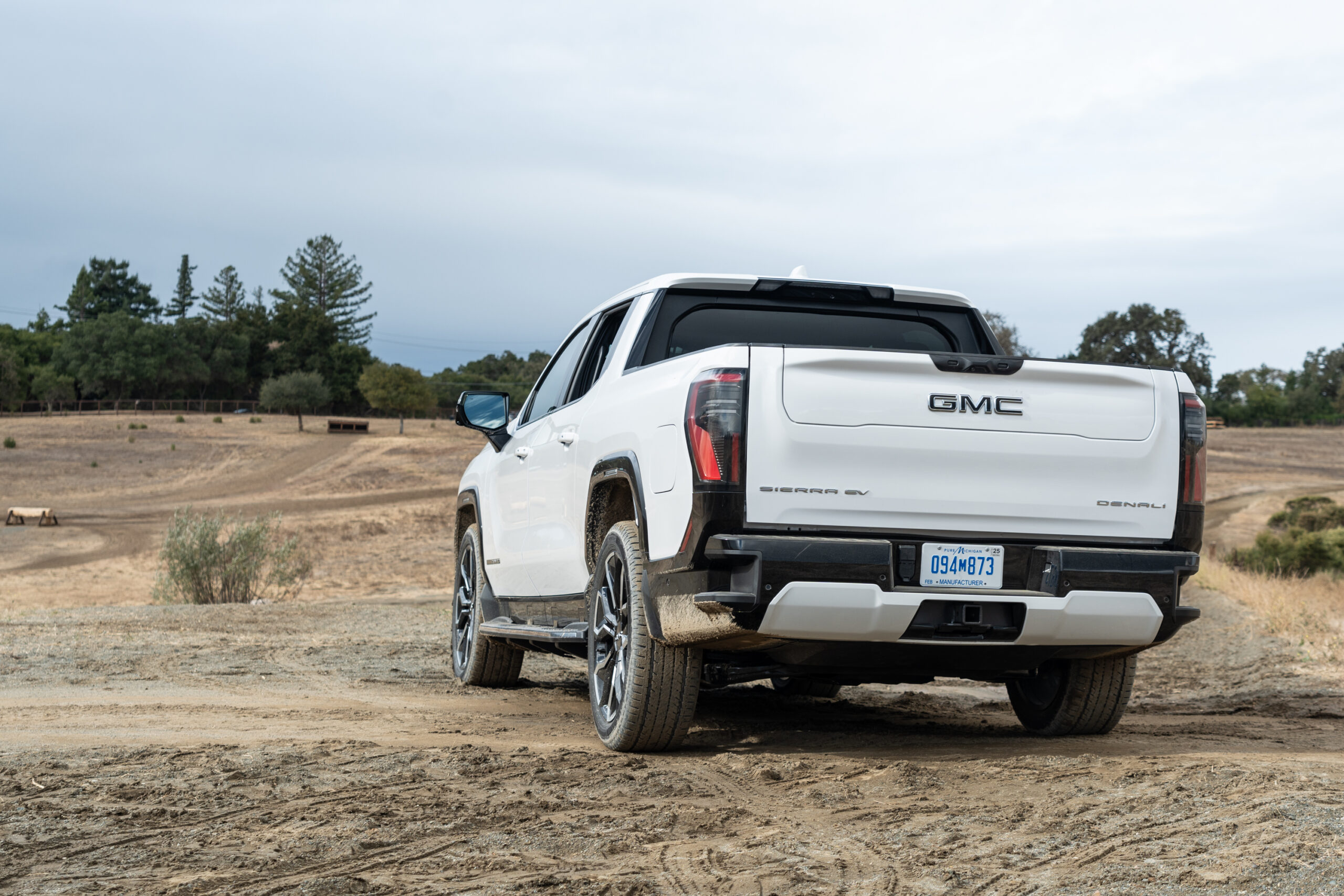 GMC Sierra EV Denali seen from the rear.