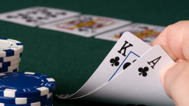 two cards shown during a game of poker