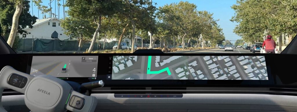 SMH Afeela 1 cockpit showing its level 2 driving assist UI