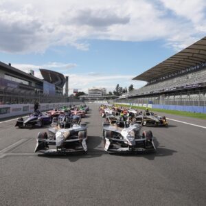MEXICO CITY, MEXICO - JANUARY 09: Season 11 team cars on the grid during previews ahead of the Mexico City E-Prix at Autodromo Hermanos Rodriguez on January 09, 2025 in Mexico City, Mexico.