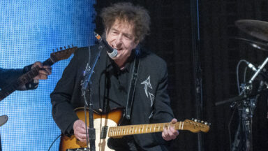 Photo of Bob Dylan on stage in 2023