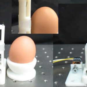 screenshot of video showing robotic arm cracking an egg with ballistic motion akin to mantis shrimp punch