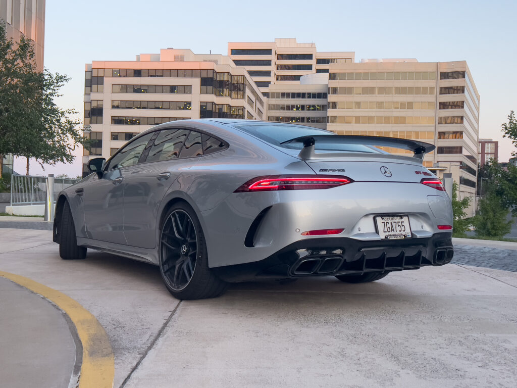 Mercedes-AMG GT four door seen from behind