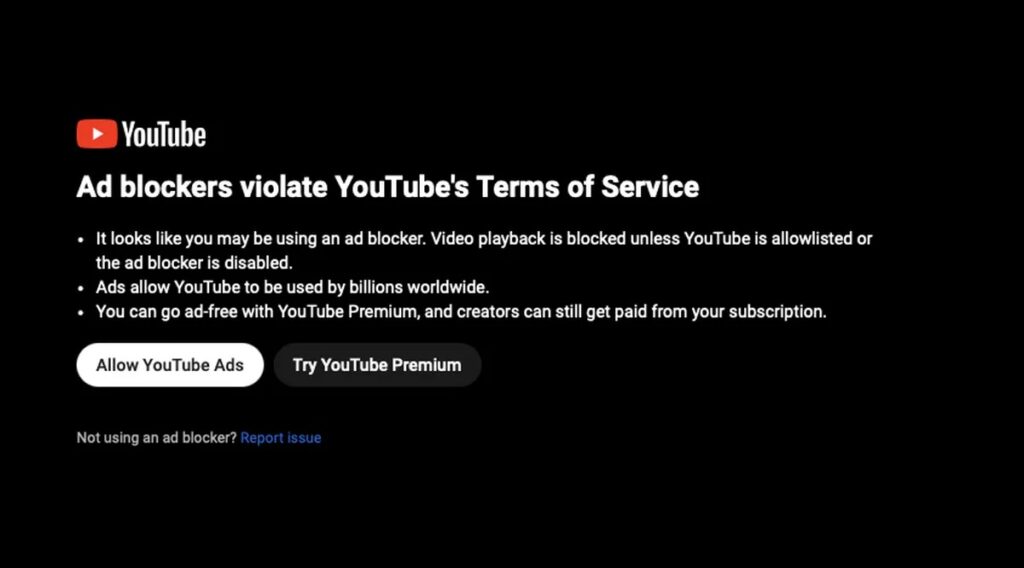 YouTube ad blocking blocker