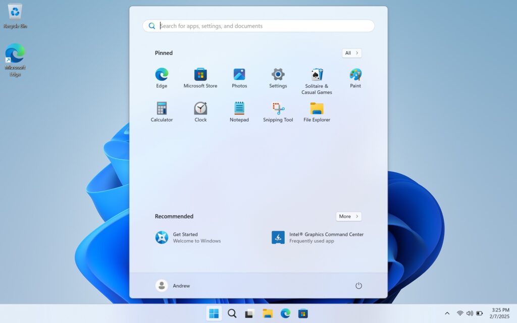 A clean Windows 11 desktop and Start menu.