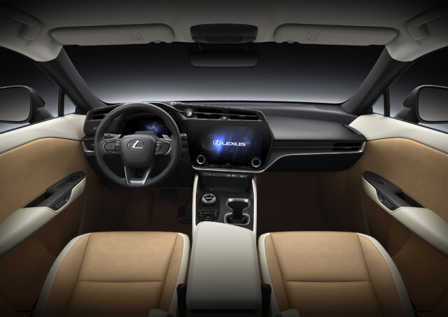 Lexus RZ interior showing a steering wheel