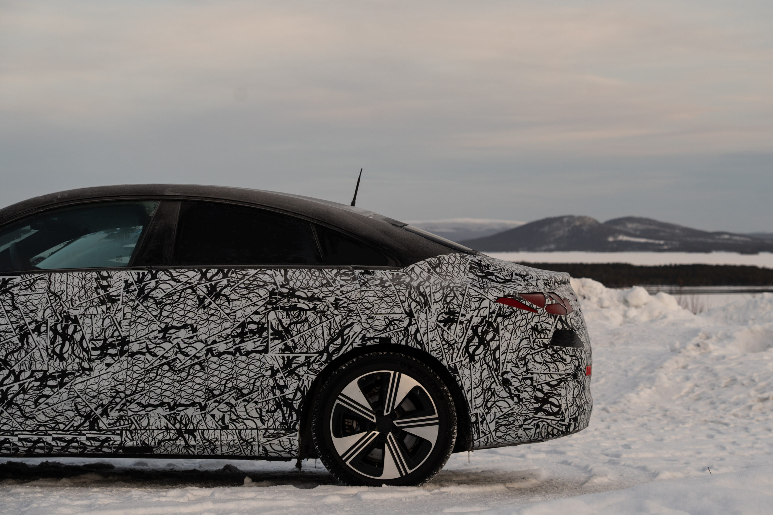 The back half of a Mercedes CLA prototype