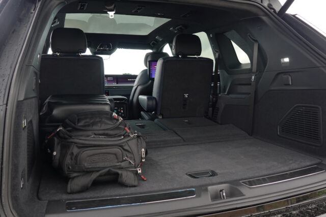 Cadillac Escalade IQ cargo area with seats folded down