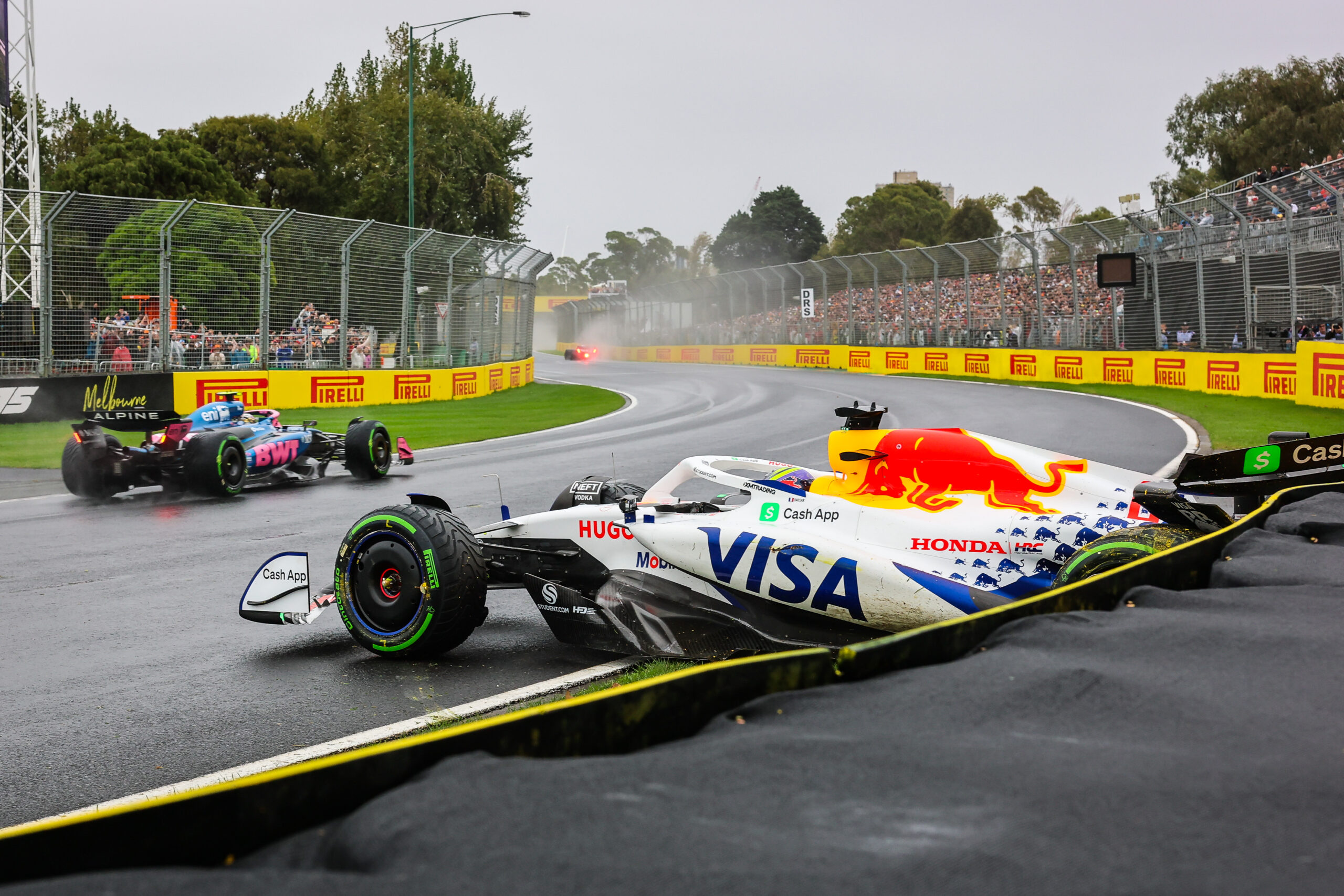 MELBOURNE, AUSTRALIA - MARCH 16: Isack Hadjar of France driving the #6 VCARB 02 on track following a turn two crash during the F1 Grand Prix of Australia at Albert Park Grand Prix Circuit on March 16, 2025 in Melbourne, Australia