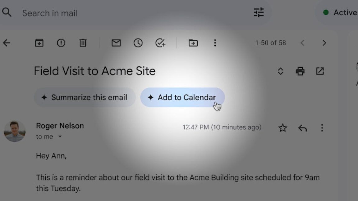 Gmail gains Gemini-powered “Add to calendar” button