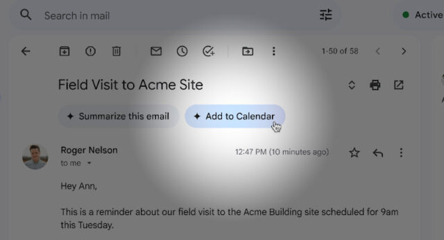 Gmail gains Gemini-powered “Add to calendar” button - Ars Technica