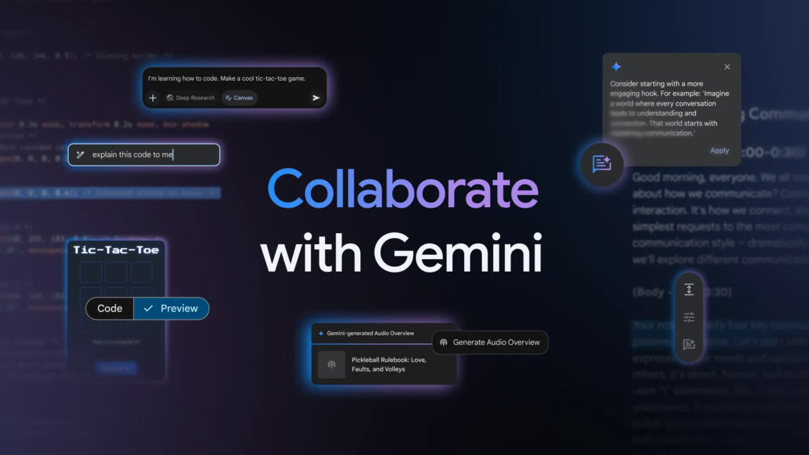 Gemini gets new coding and writing tools, plus AI-generated “podcasts”