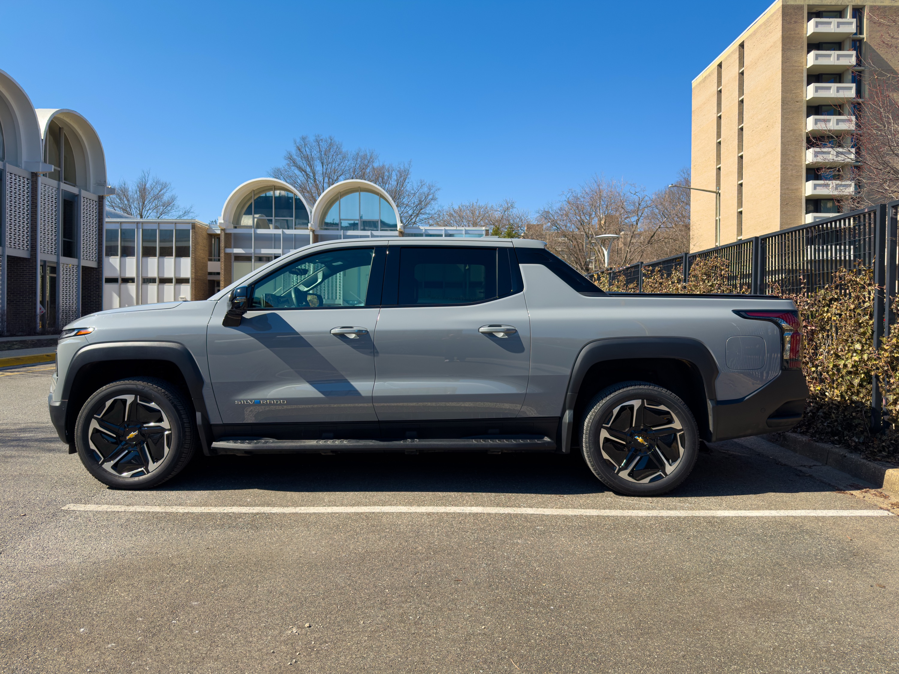 A side view of a Chevrolet Silverado EV