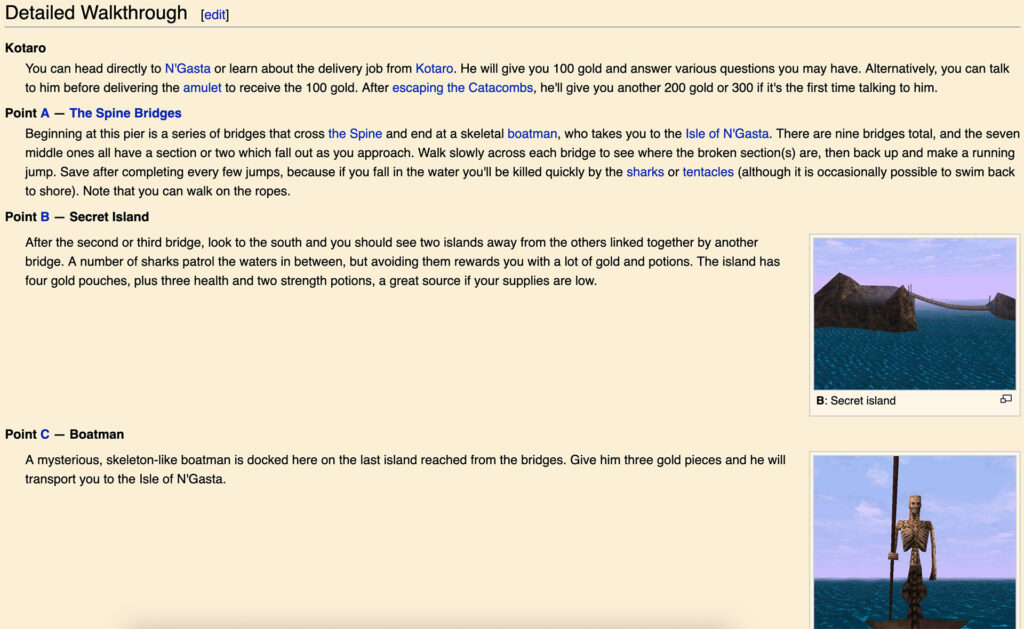 A screenshot of the Redguard wiki page