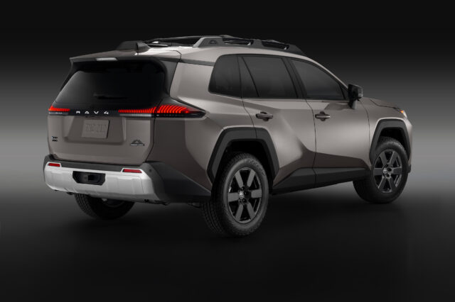 A Toyota RAV4 Woodland seen from the rear 3/4s