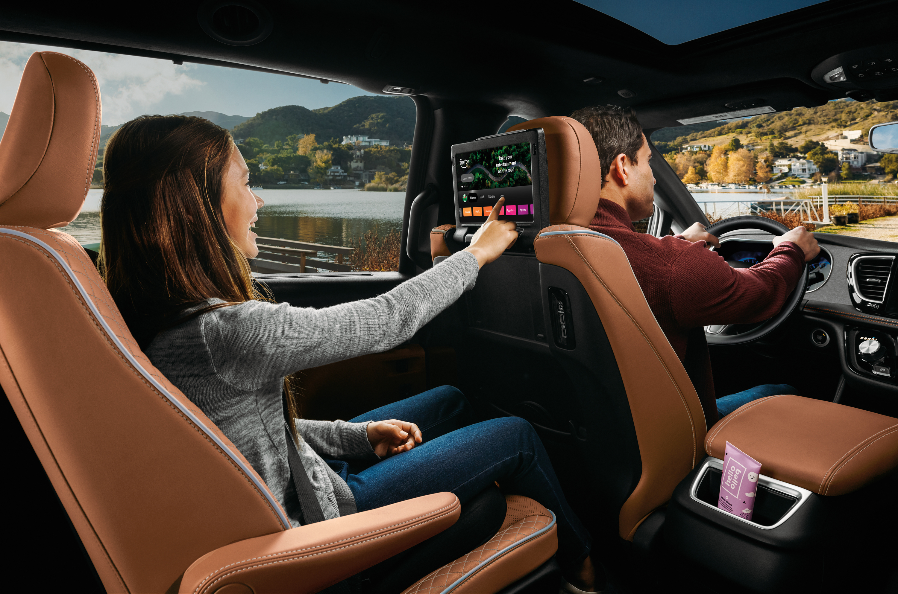 The 2024 Chrysler Pacifica Pinnacle features a new sepia interior color and includes a rear seat entertainment system with Amazon Fire TV.
