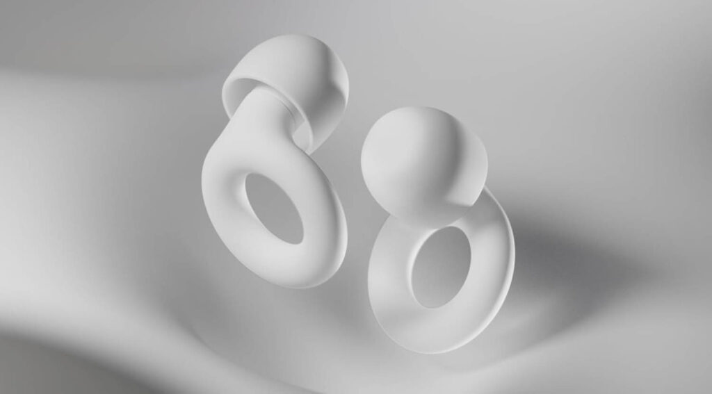 Photograph of the Loop earbuds