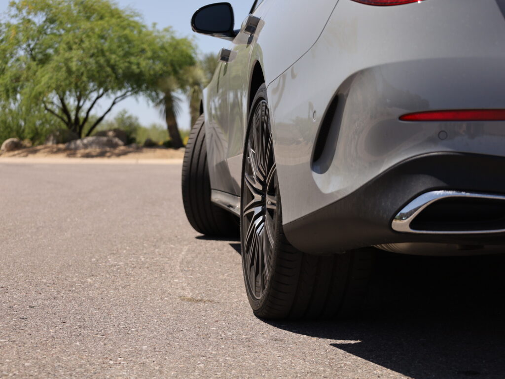 a view down the side of a Mercedes Benz EQE