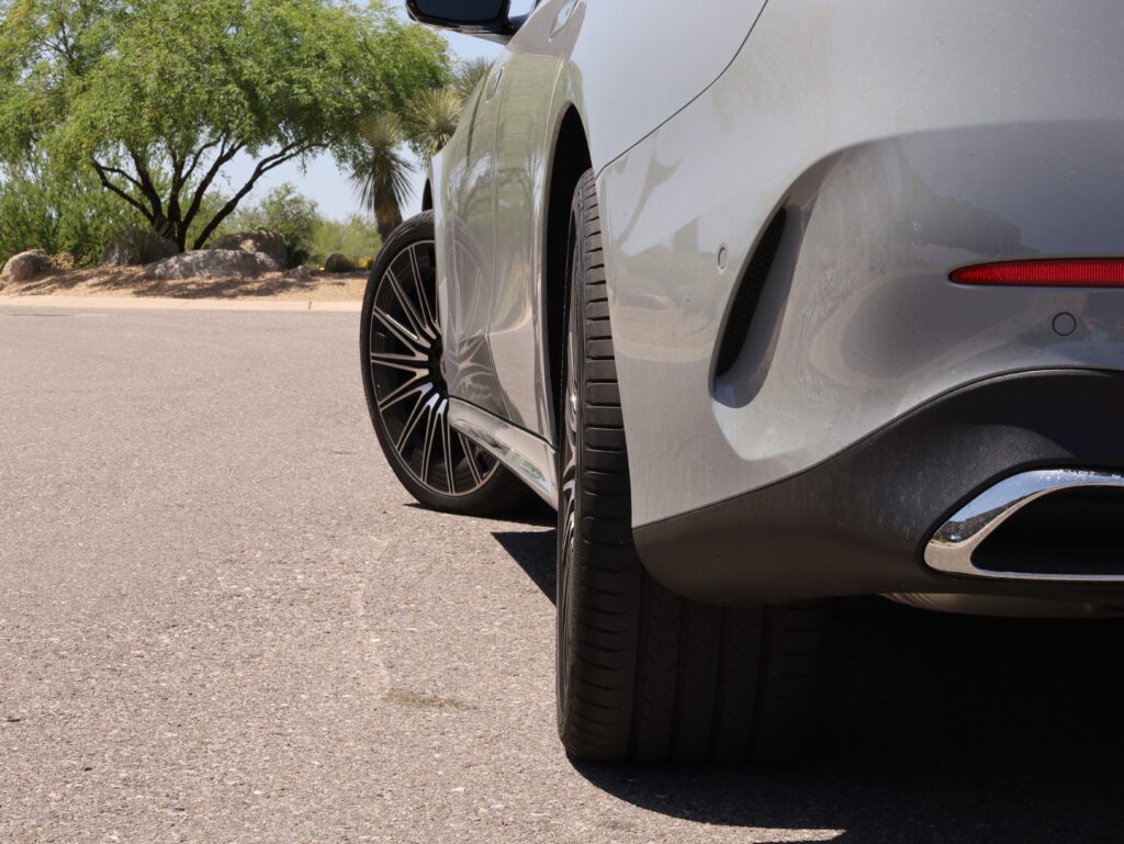 a view down the side of a Mercedes Benz EQE