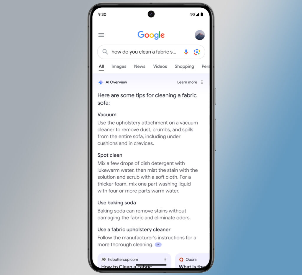 AI overview on phone