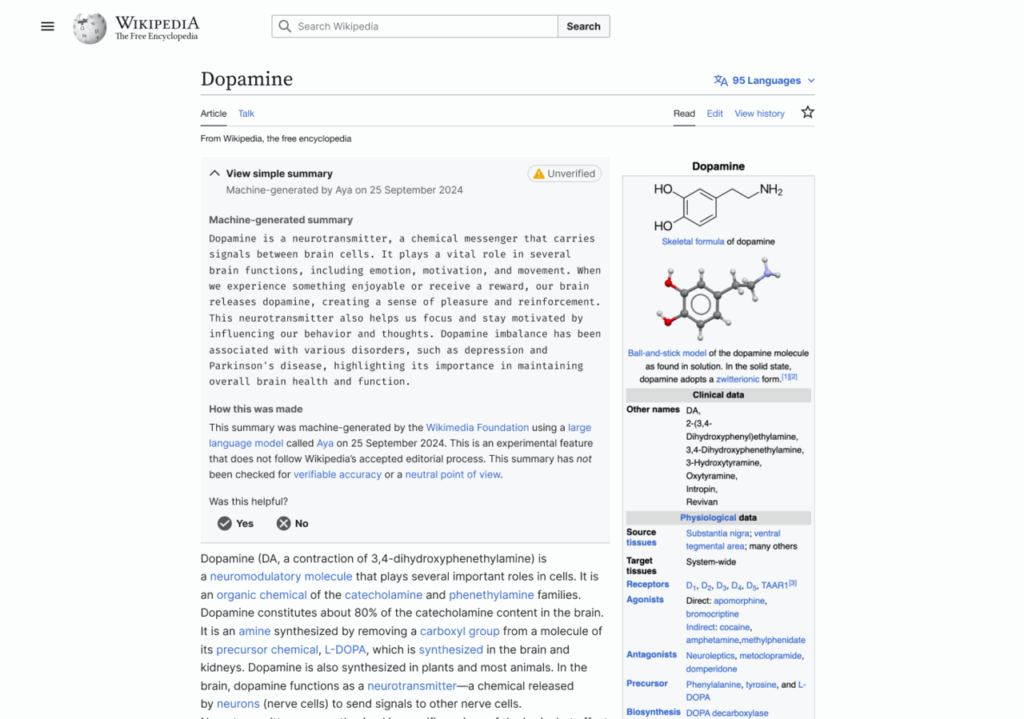 Wikipedia AI summary