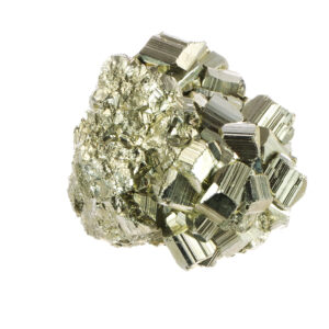 A white background with a jagged, multifaceted shiny gold material in the center.