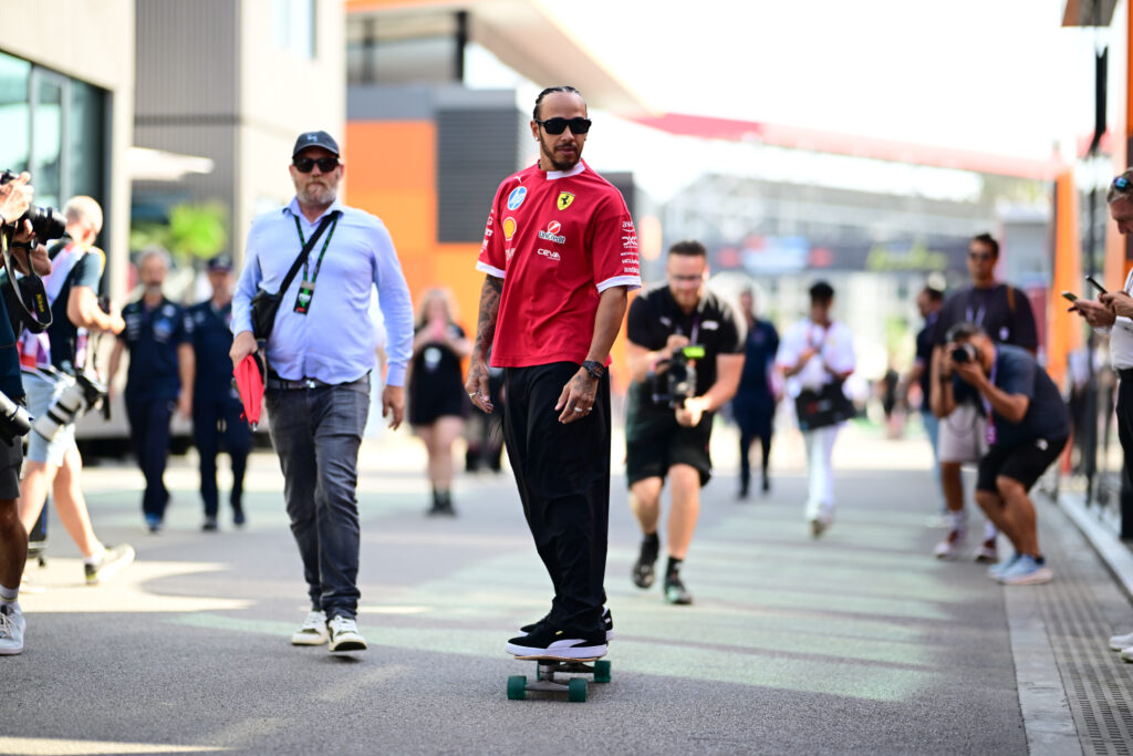Lewis Hamilton of Scuderia Ferrari walks during the race of the Spanish GP, the 9th round of the Formula 1 World Championship, at Circuit de Catalunya in Montmelo, Catalunya, Spain, on June 1, 2025.