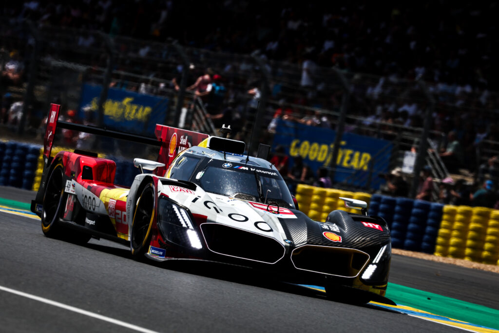 LE MANS, - JUNE 11: The #20 BMW M Team WRT BMW M Hybrid V8 of Sheldon Van Der Linde, Robin Frijns, and Rene Rast in action during practice for the 24 Hours of Le Mans on June 11, 2025 in Le Mans, .