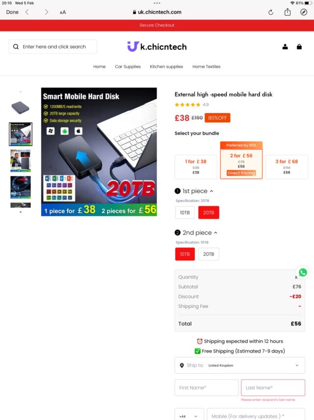 A Twitter user shared this apparent screenshot of a Chicntech listing.