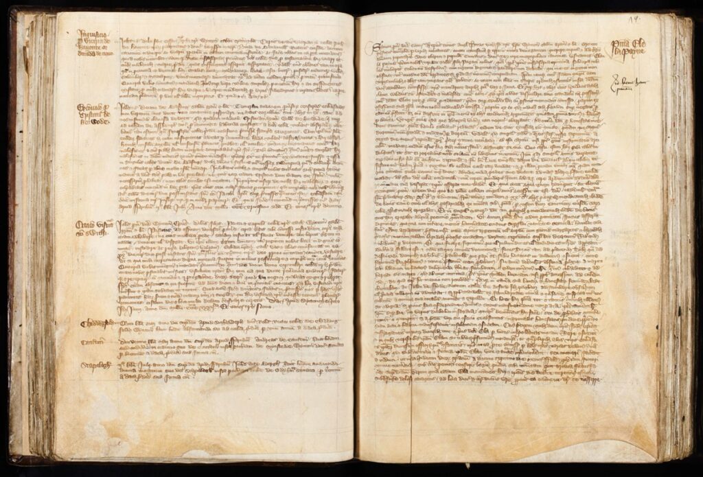 Una página del arzobispo de las cartas de Canterbury al obispo de Winchester sobre el tema de Ela Fitzpayne, del Registro de John de Stratford.