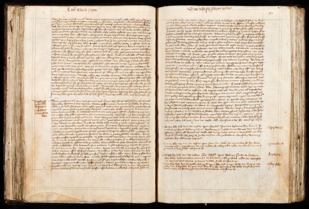 Una página del arzobispo de las cartas de Canterbury al obispo de Winchester sobre el tema de Ela Fitzpayne, del Registro de John de Stratford.