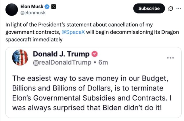 Screenshot of Musk's tweet.