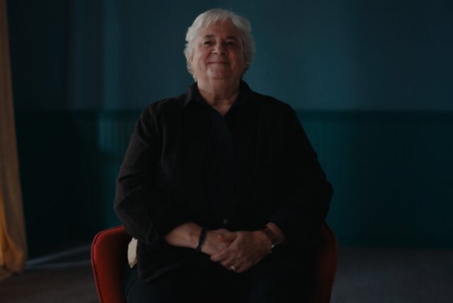 Bear Ride, Sally Ride's sister, sits for an interview.