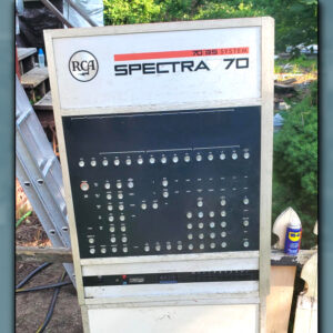 A RCA Spectra 70/35 computer control panel from 1966, discovered in a collapsed garage.