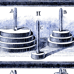 An illustration of Tower of Hanoi from Popular Science in 1885.
