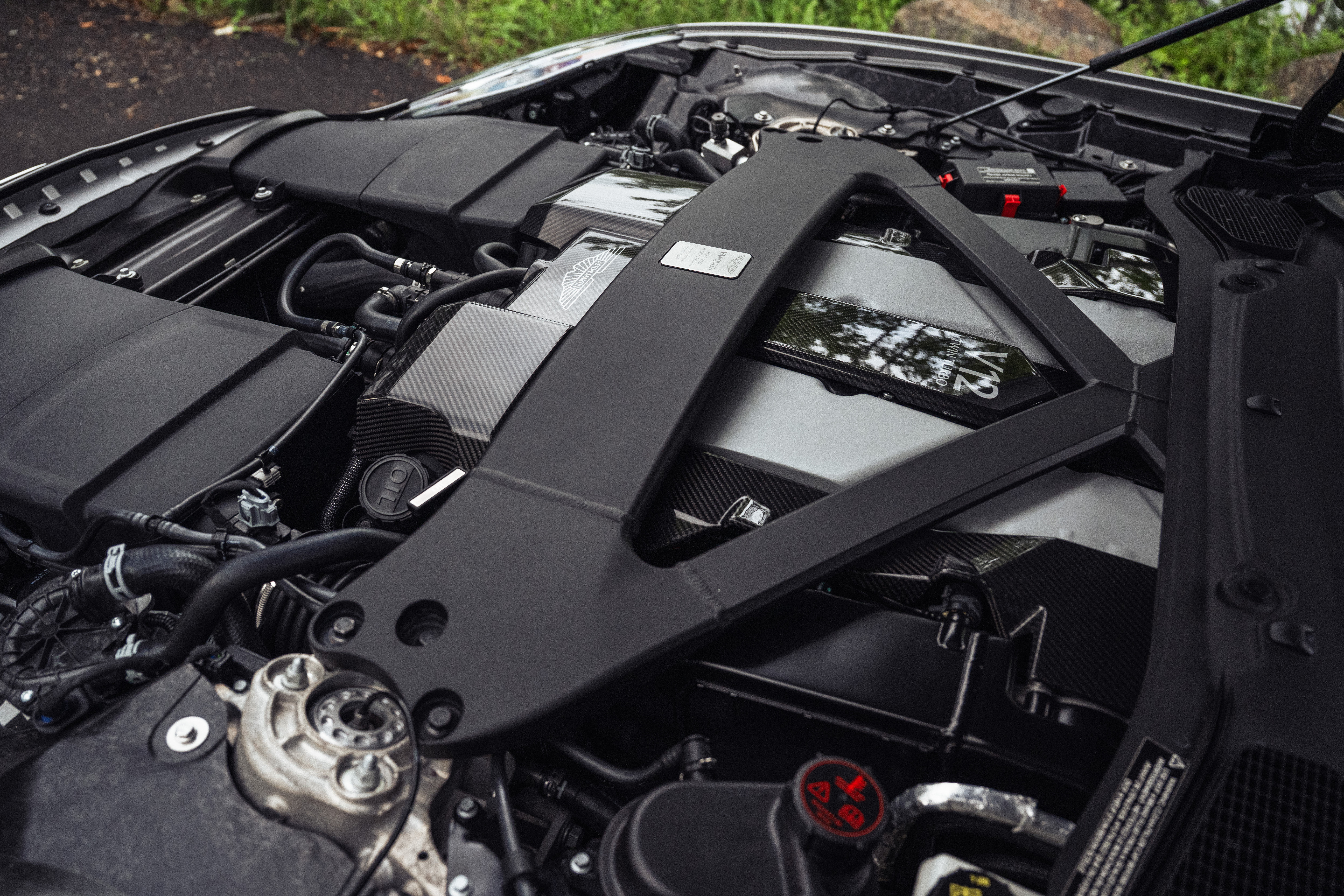 An Aston Martin Vanquish engine bay