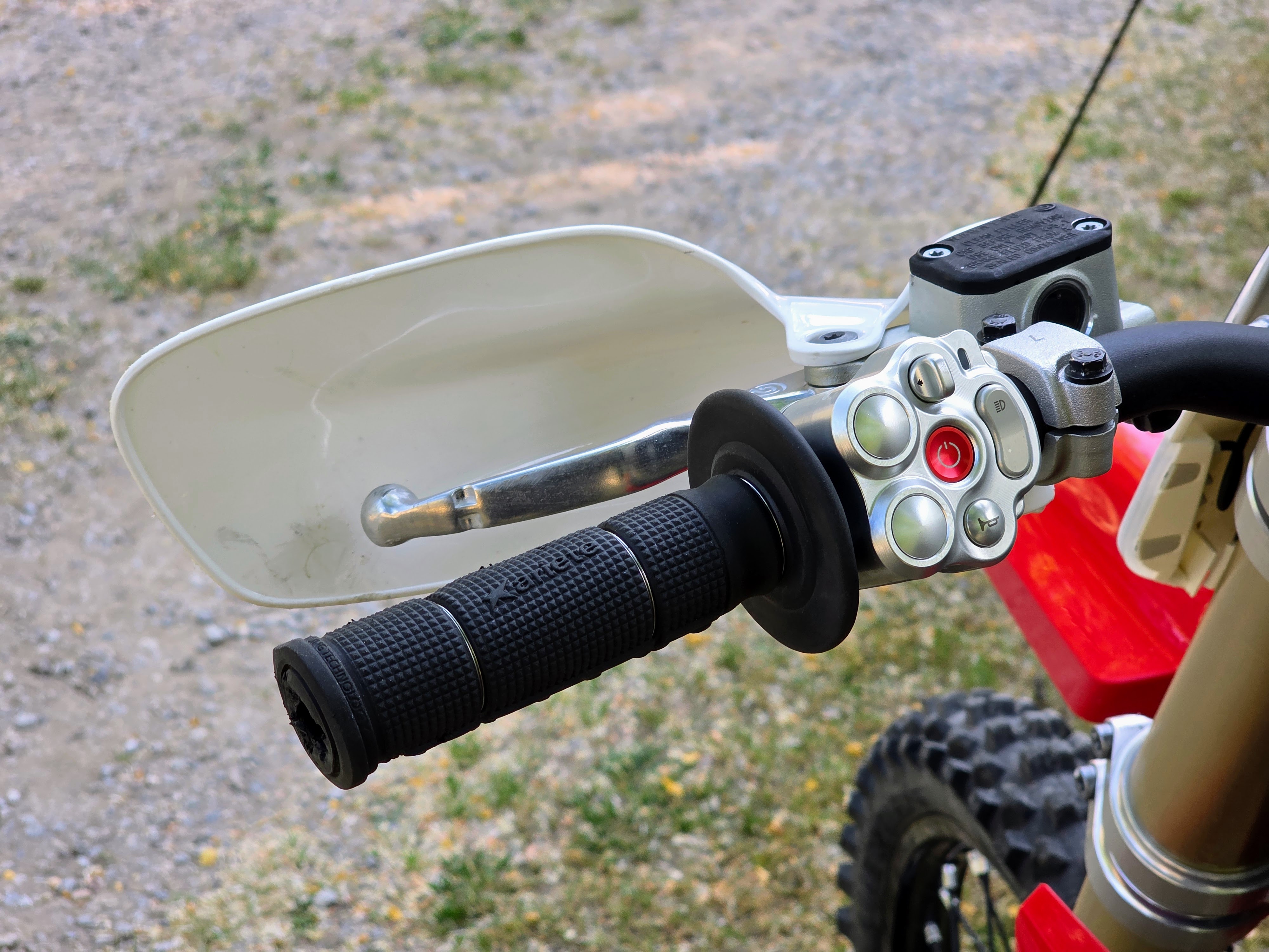 The grip and controls for an electric motorbike