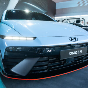 A Hyundai Ioniq 6 N on display