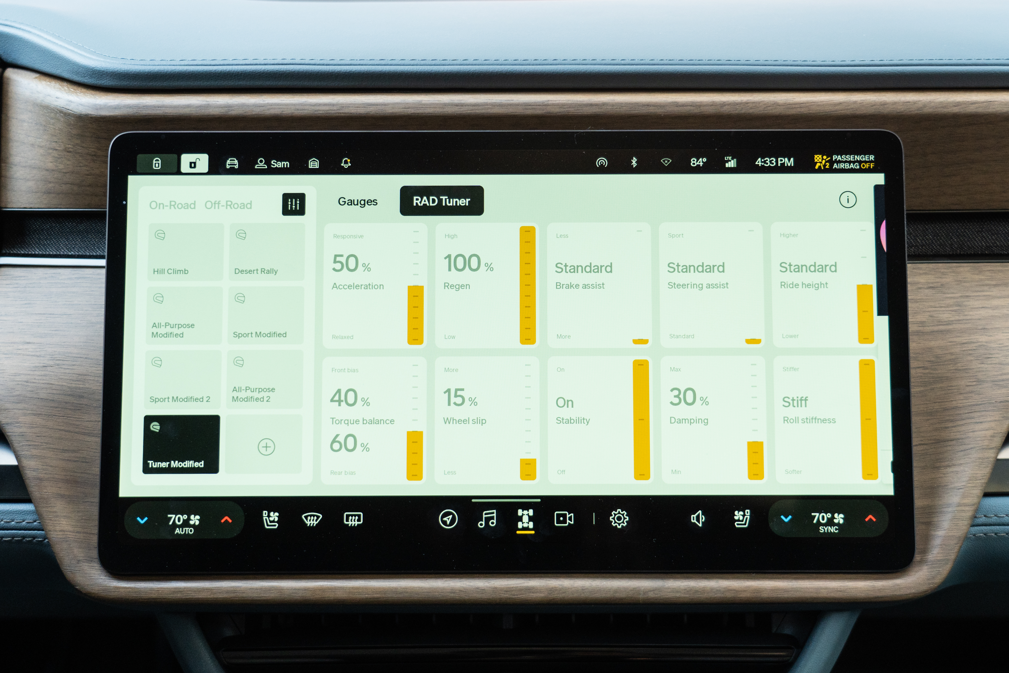 Rivian infotainment screen showing the RAD tuner