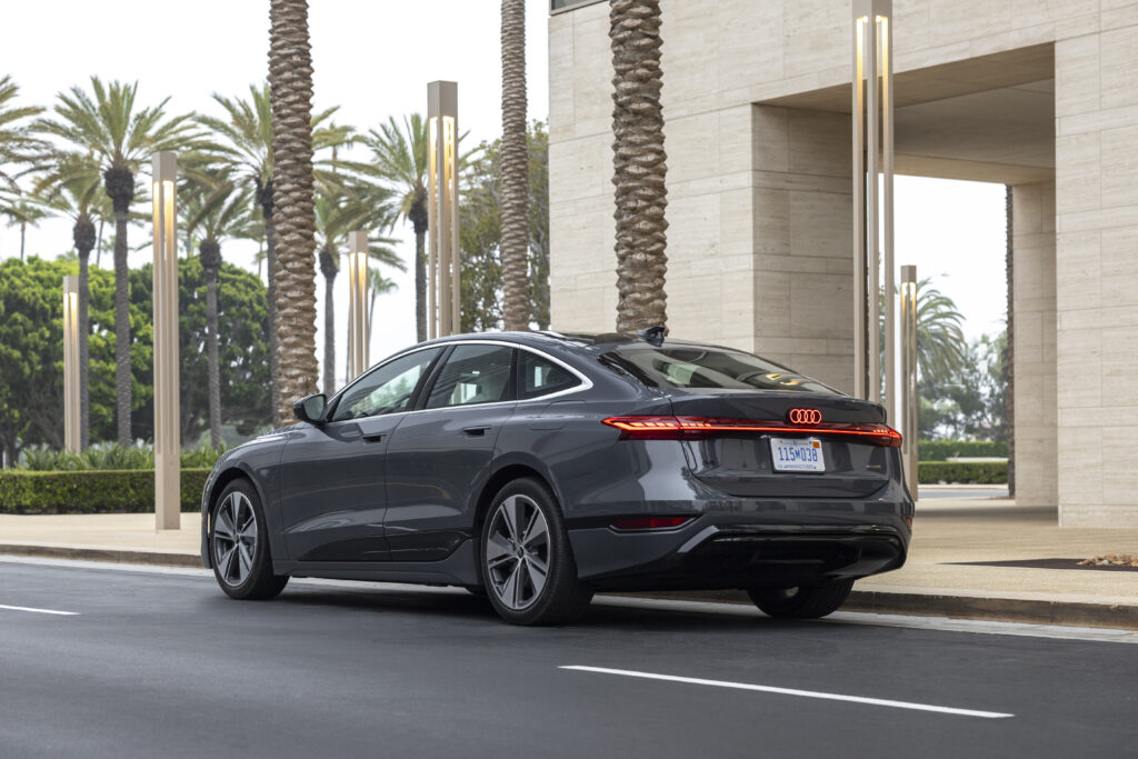 An audi A6 parked facing away from the camera