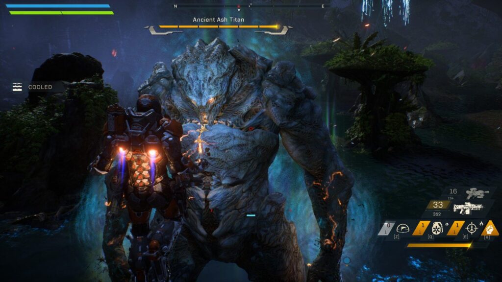 A player character confronts a monster in Anthem
