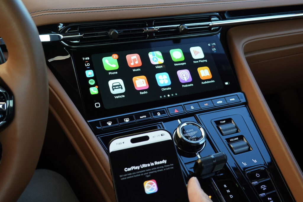 CarPlay ultra running on an Aston Martin infotainment system