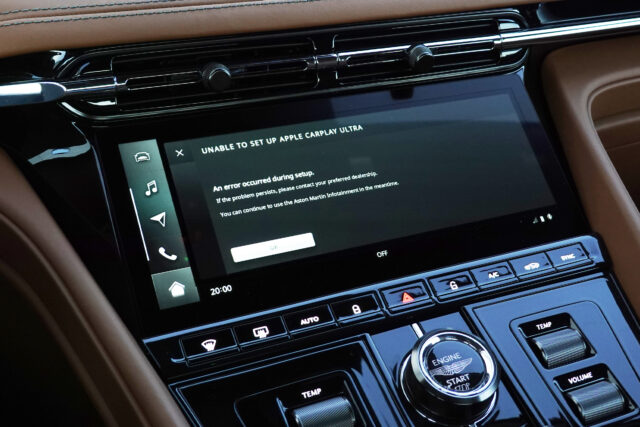 Aston Martin infotainment system CarPlay ultra setting pages