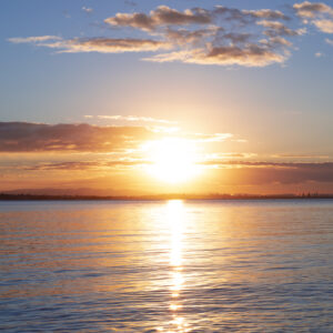 Bright sunrise over the ocean