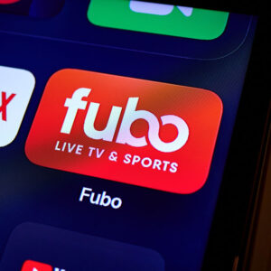 The FuboTV app on a television arranged in New York, US, on Wednesday, Feb. 21, 2024.