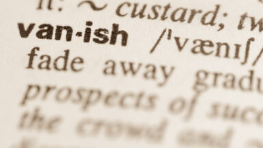 Dictionary definition of the word "vanish."