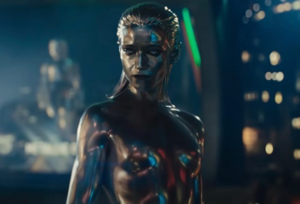 The Silver Surfer (Julia Garner) heralds the coming of Galactus (Ralph Ineson) and the destruction of Earth.