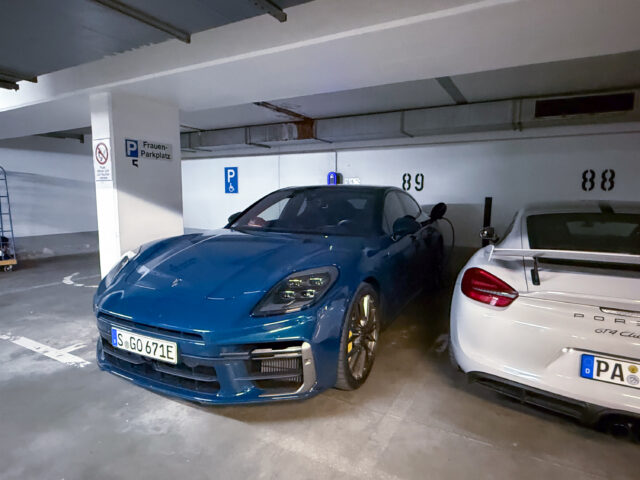 A porsche Panamera Turbo S charging.