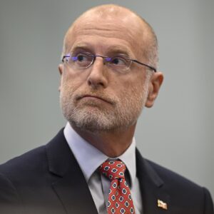 Closeup picture of FCC Chairman Brendan Carr at a Congressional hearing.