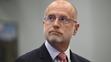 Closeup picture of FCC Chairman Brendan Carr at a Congressional hearing.